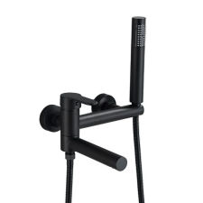  Fekete fürdőkád csaptelep, forgó kád kifolyó, falra szerelhető, Fekete csaptelep