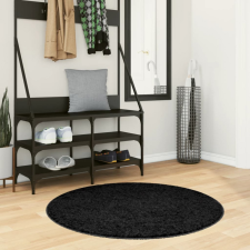 Fekete hosszú szálú bozontos modern szőnyeg Ø 100 cm lakástextília