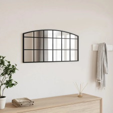  fekete ívelt vas fali tükör 80 x 40 cm bútor