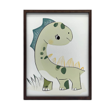 FEKETE KERETES FALI PLAKÁT MOSOLYGÓ DINOSAUSZURUS 30x40 CM grafika, keretezett kép