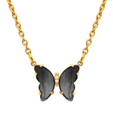  Fekete kristálypillangós medál lánccal nyaklánc