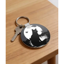  Fekete macska kulcstartó