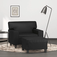  fekete műbőr kanapéfotel lábtartóval 60 cm bútor