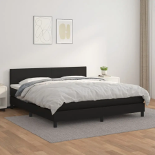  fekete műbőr rugós ágy matraccal 160 x 200 cm ágy és ágykellék