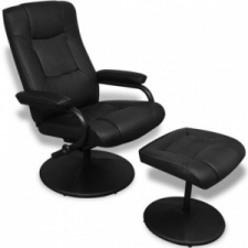  Fekete műbőr TV fotel lábzsámollyal bútor