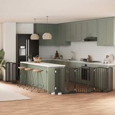  fekete nyárfa 12 paneles összecsukható kutyakapu ajtóval 600 cm kutyafelszerelés