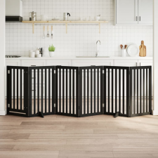  fekete nyárfa 6 paneles összecsukható kutyakapu ajtóval 300 cm kutyafelszerelés