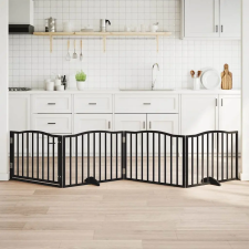  Fekete nyárfa kutyakapu összecsukható ajtóval, 4 panellel, 320 cm kutyafelszerelés