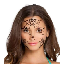 Fekete özvegy vámpír boszorkány arc tetoválás testmatrica arcmatrica, halloweenre VIDEÓVAL jelmez