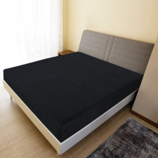 fekete pamutdzsörzé gumis lepedő 160x200 cm lakástextília
