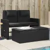  Fekete polyrattan dönthető kerti pad párnával