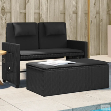  Fekete polyrattan dönthető kerti pad párnával kerti bútor