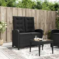 fekete polyrattan dönthető kerti pad párnával kerti bútor