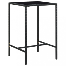  Fekete polyrattan és üveg kerti bárasztal 70 x 70 x 110 cm kerti bútor