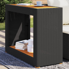  fekete polyrattan falapos kerti asztal 100x40x75 cm kerti bútor