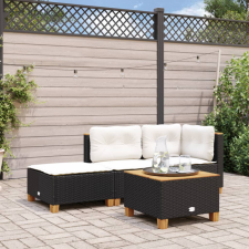 fekete polyrattan kerti szék párnával 63,5 x 56 x 32 cm kerti bútor
