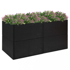  Fekete polyrattan kerti ültetőláda 157x80x80 cm kerti tárolás