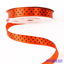  Fekete pöttyös szatén szalag 12mm x 20m - Piros szalag, masni