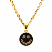 Fekete smiley gyerek nyaklánc medállal, arany színű nyaklánc