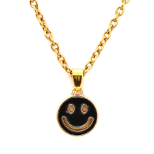 Fekete smiley medál lánccal nyaklánc