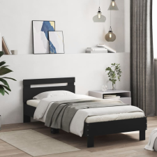 fekete szerelt fa ágykeret fejtámlával 90 x 190 cm ágy és ágykellék