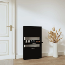  fekete szerelt fa cipősszekrény 59x17x108 cm bútor