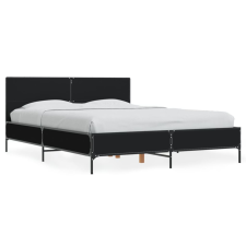 fekete szerelt fa és fém ágykeret 135 x 190 cm ágy és ágykellék
