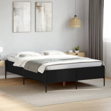 fekete szerelt fa és fém ágykeret 150 x 200 cm ágy és ágykellék