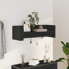  fekete szerelt fa fali polc 100x35x30,5 cm bútor