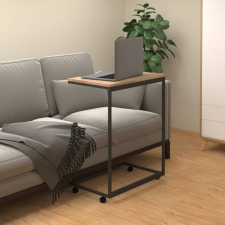  Fekete szerelt fa kisasztal kerekekkel 55x35x70 cm bútor