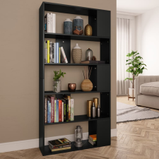  fekete szerelt fa könyvszekrény/térelválasztó 80x24x159 cm bútor