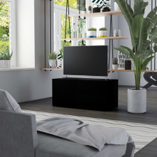  Fekete szerelt fa TV-szekrény 80 x 34 x 36 cm bútor