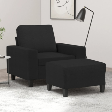 fekete szövet kanapéfotel lábtartóval 60 cm bútor