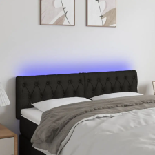  Fekete szövet LED-es fejtámla 144 x 7 x 78/88 cm ágy és ágykellék