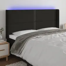  Fekete szövet LED-es fejtámla 183x16x118/128 cm ágy és ágykellék