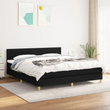  fekete szövet rugós ágy matraccal 160x200 cm ágy és ágykellék