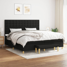  Fekete szövet rugós ágy matraccal 200 x 200 cm ágy és ágykellék