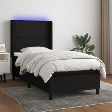  Fekete szövet rugós és LED-es ágy matraccal 100x200 cm ágy és ágykellék