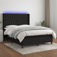  fekete szövet rugós és LED-es ágy matraccal 140x190 cm ágy és ágykellék