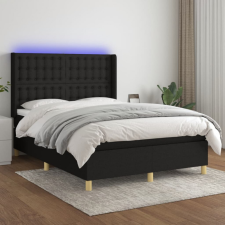  fekete szövet rugós és LED-es ágy matraccal 140x190 cm ágy és ágykellék