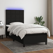 fekete szövet rugós és LED-es ágy matraccal 90x190 cm ágy és ágykellék