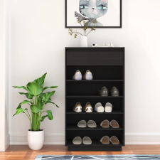 fekete tömör fenyőfa cipősszekrény 60 x 34 x 105 cm bútor