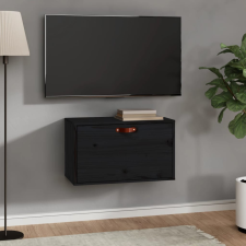  fekete tömör fenyőfa faliszekrény 60 x 30 x 35 cm bútor