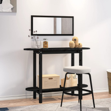 Fekete tömör fenyőfa tálalóasztal 110x40x80 cm bútor