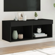  fekete TV-szekrény LED-világítással 80 x 30 x 30 cm bútor