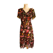  Fekete virágmintás női ruha (méret: XL) női ruha