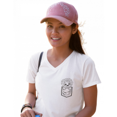  Fekete vonalas zseb állatok - Női V Nyakú Póló