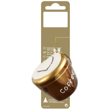  Felakasztható kávéscsésze üvegből 7 cm barna karácsonyfadísz