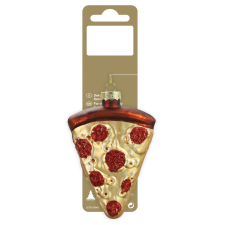  Felakasztható pizzaszelet üvegből 10,3 cm színes karácsonyfadísz