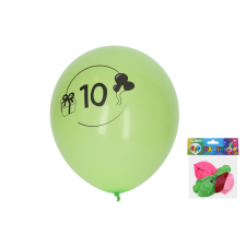 Felfújható lufi 30 cm - 5 db-os készlet, 10-es szám party kellék